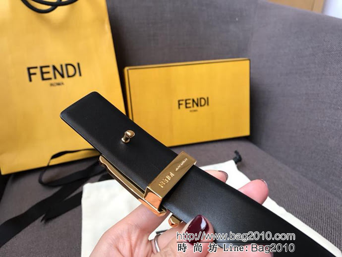 FENDI芬迪 實物拍攝 最新爆款 柔軟小牛皮皮帶 雙F標誌 BAGUETTE系列 時尚百搭款女款皮帶  xfp1301